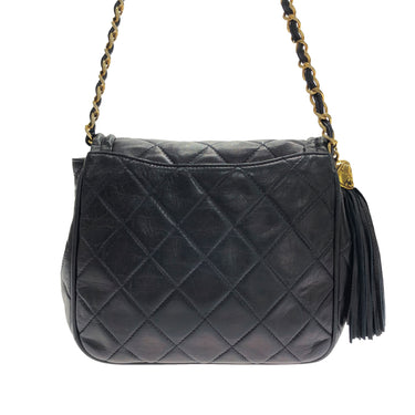 Black Chanel CC Matelasse Tassel Flap Crossbody Bag