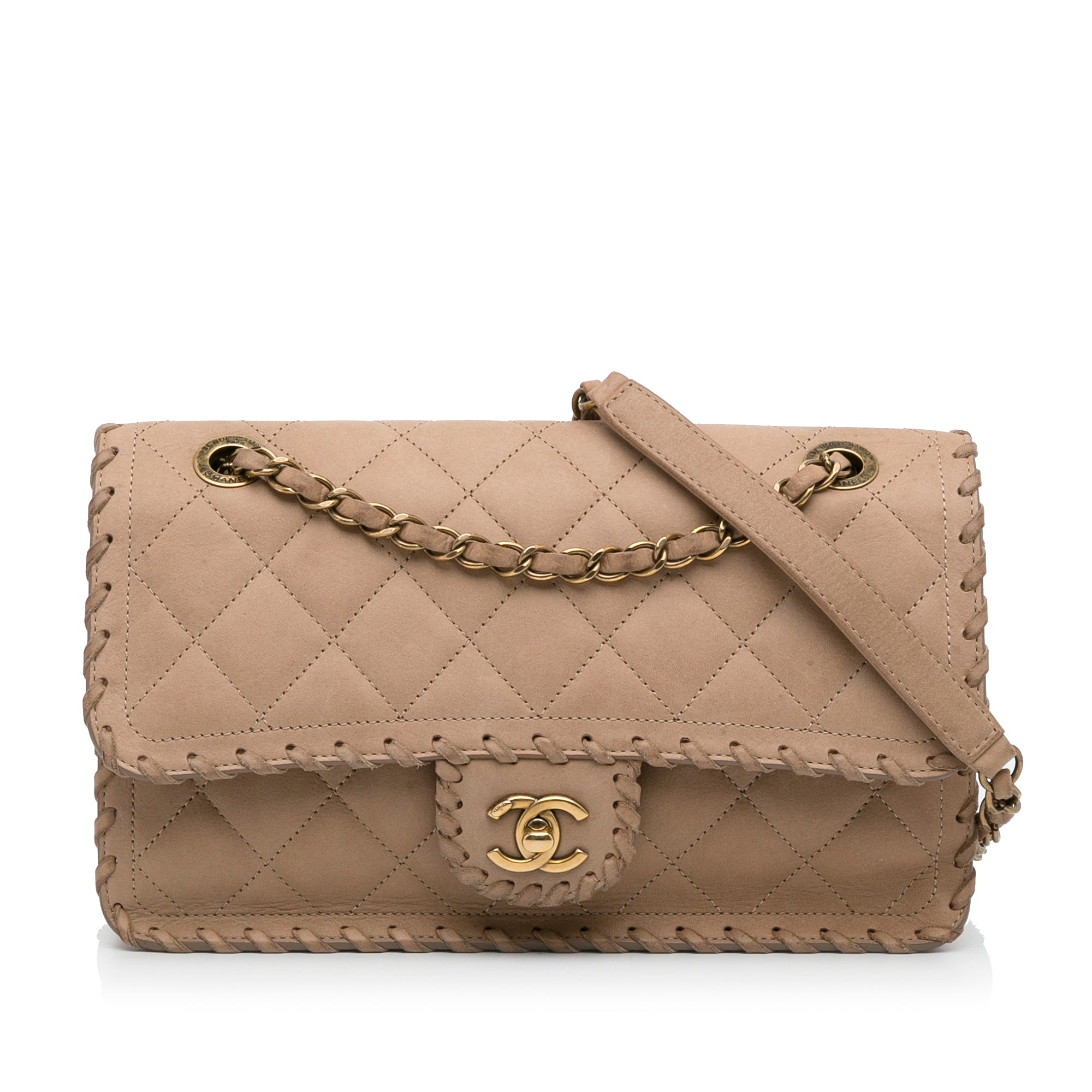 Beige Chanel Happy Stitch Flap Bag