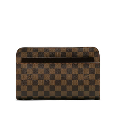 Brown Louis Vuitton Damier Ebene Pochette Saint Louis Clutch Bag - Designer Revival