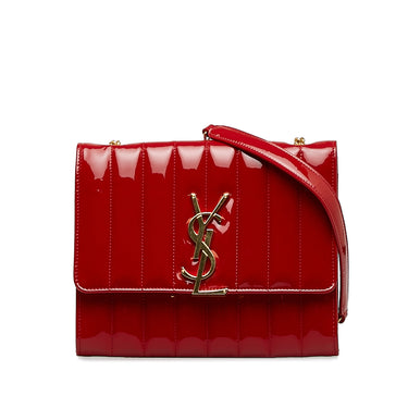 Red Saint Laurent Patent Vicky Crossbody Bag - Designer Revival