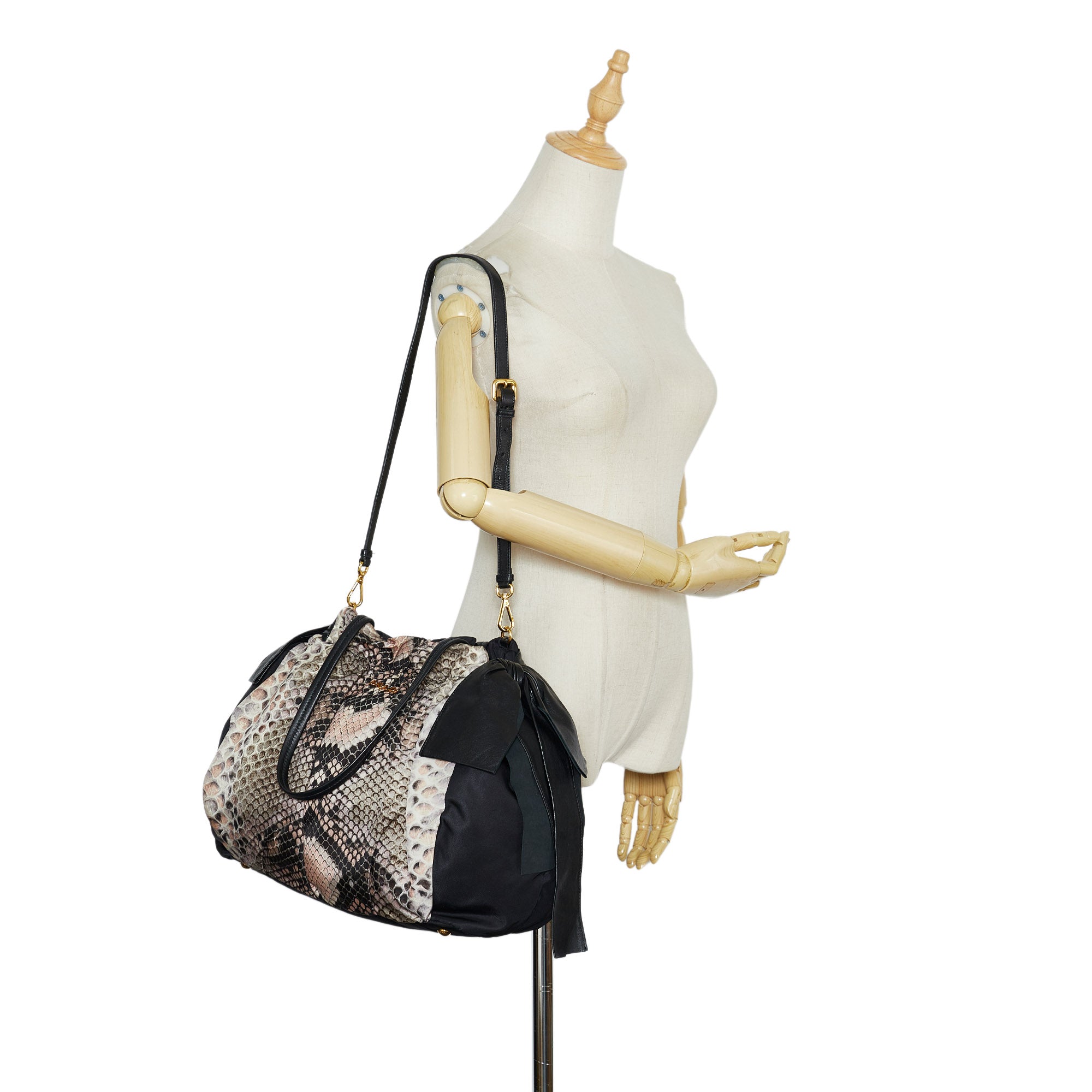 Versace Large Black and Gold Print Nylon Stampato Tote Bag Shoulder Handbag