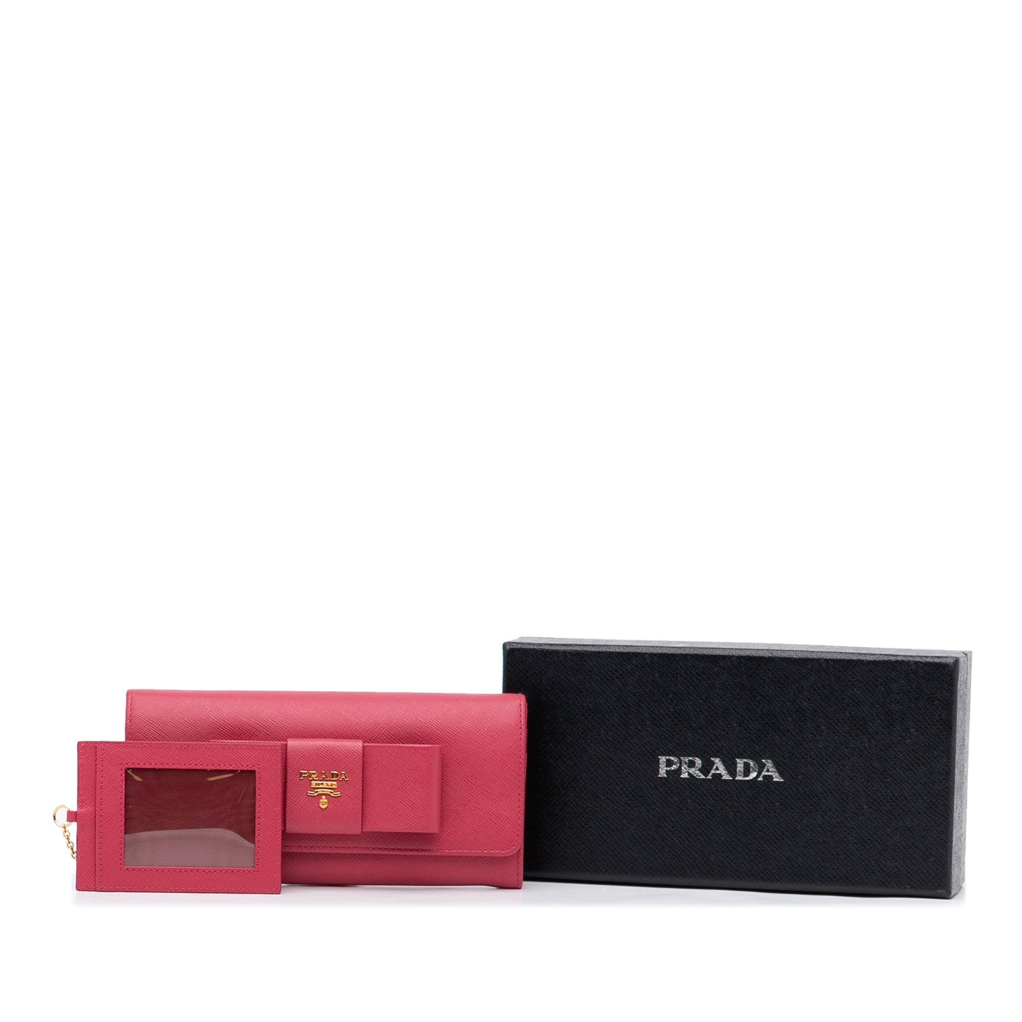 Prada Women's Fiocco Bow Saffiano Lux Long Wallet