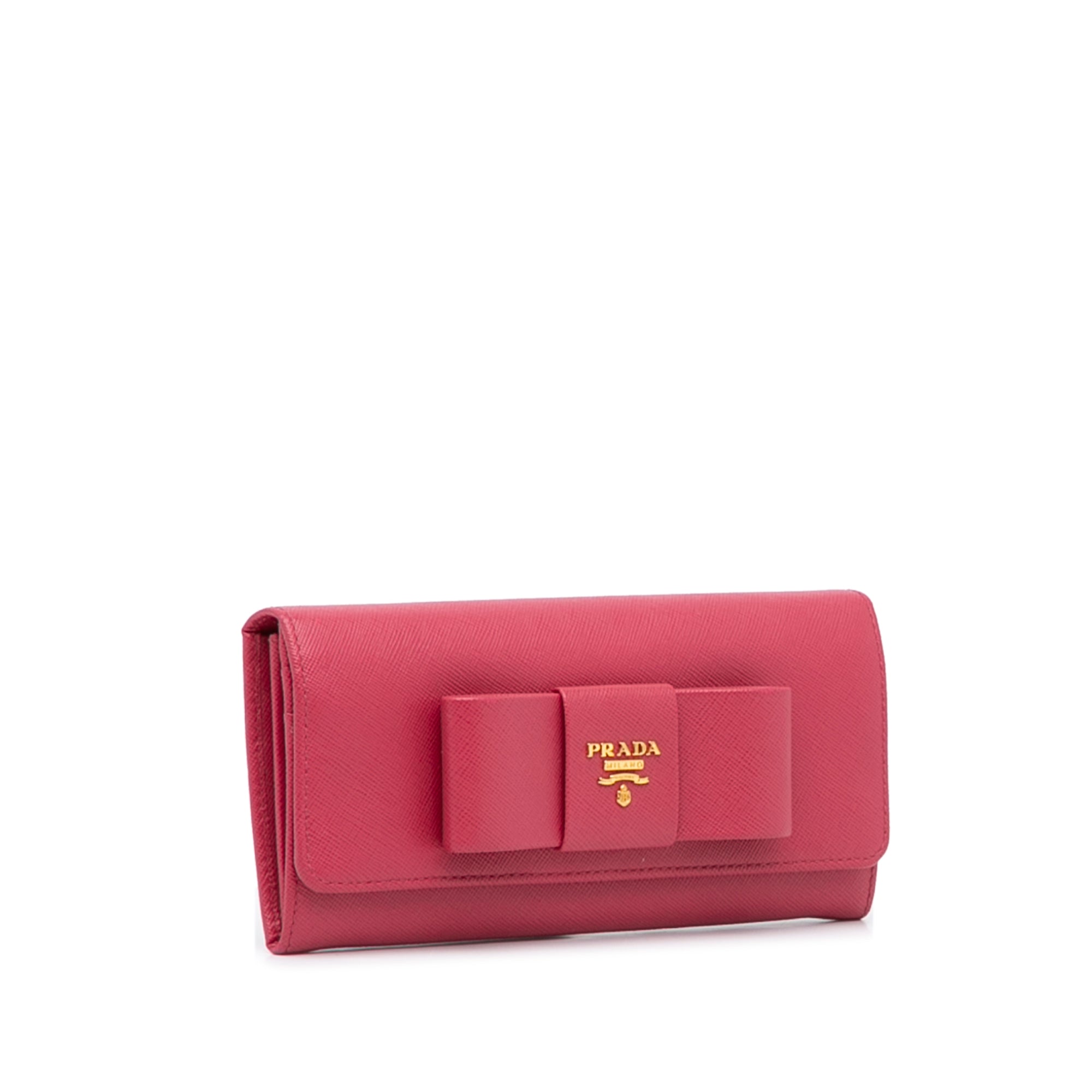 Prada Pink Saffiano Leather Bow Flap Wallet 22PRL1125 – Bagriculture