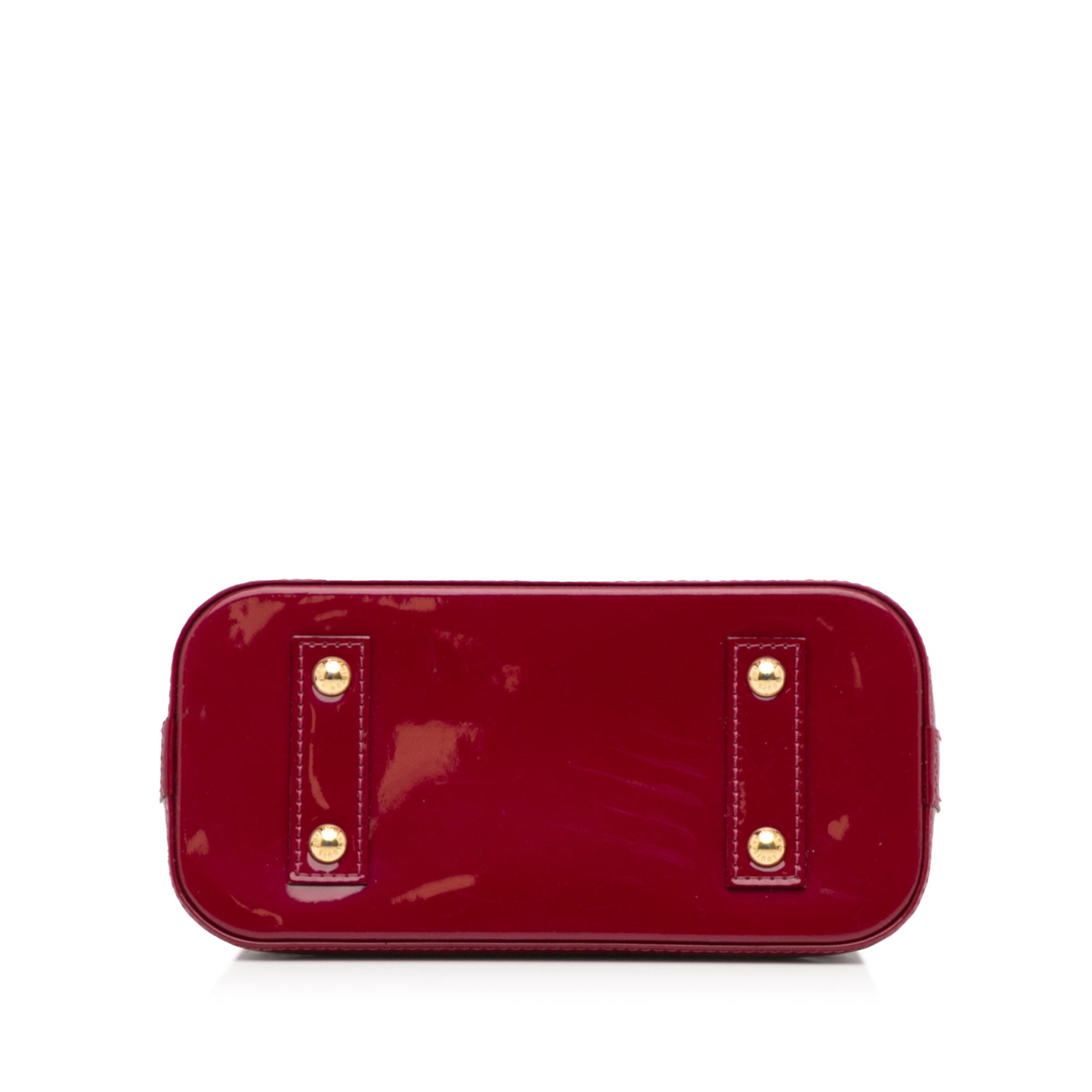 Louis Vuitton Red Monogram Vernis Rayures Alma BB QJB06Y3AR2104