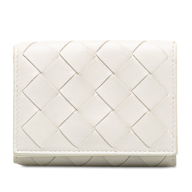White Bottega Veneta Intrecciato Small Wallet - Designer Revival