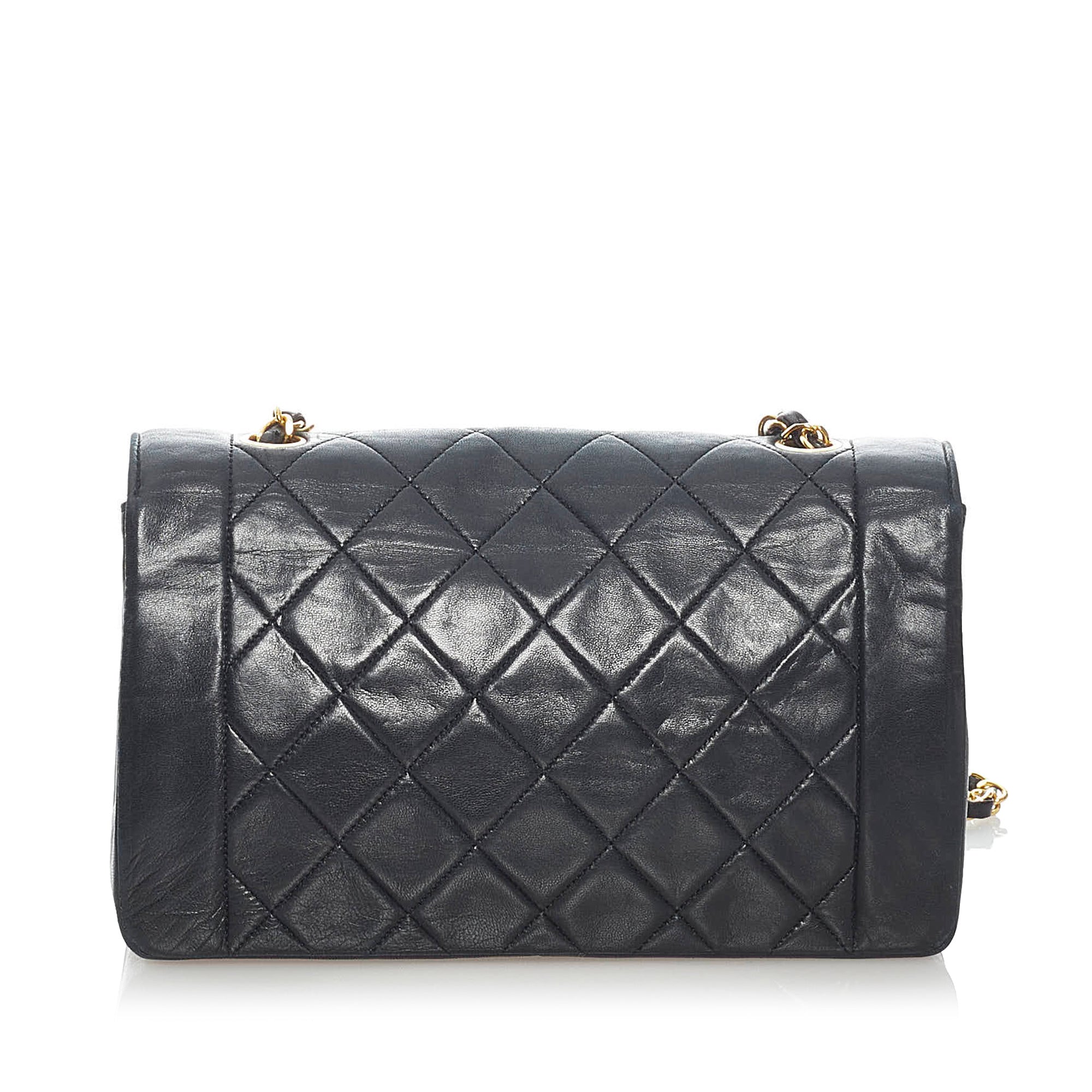 Black Chanel Medium Diana Flap Lambskin Leather Crossbody Bag – Designer  Revival