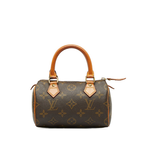 Louis Vuitton Speedy 30 Monogram Handbag Mini Boston Bag Brown