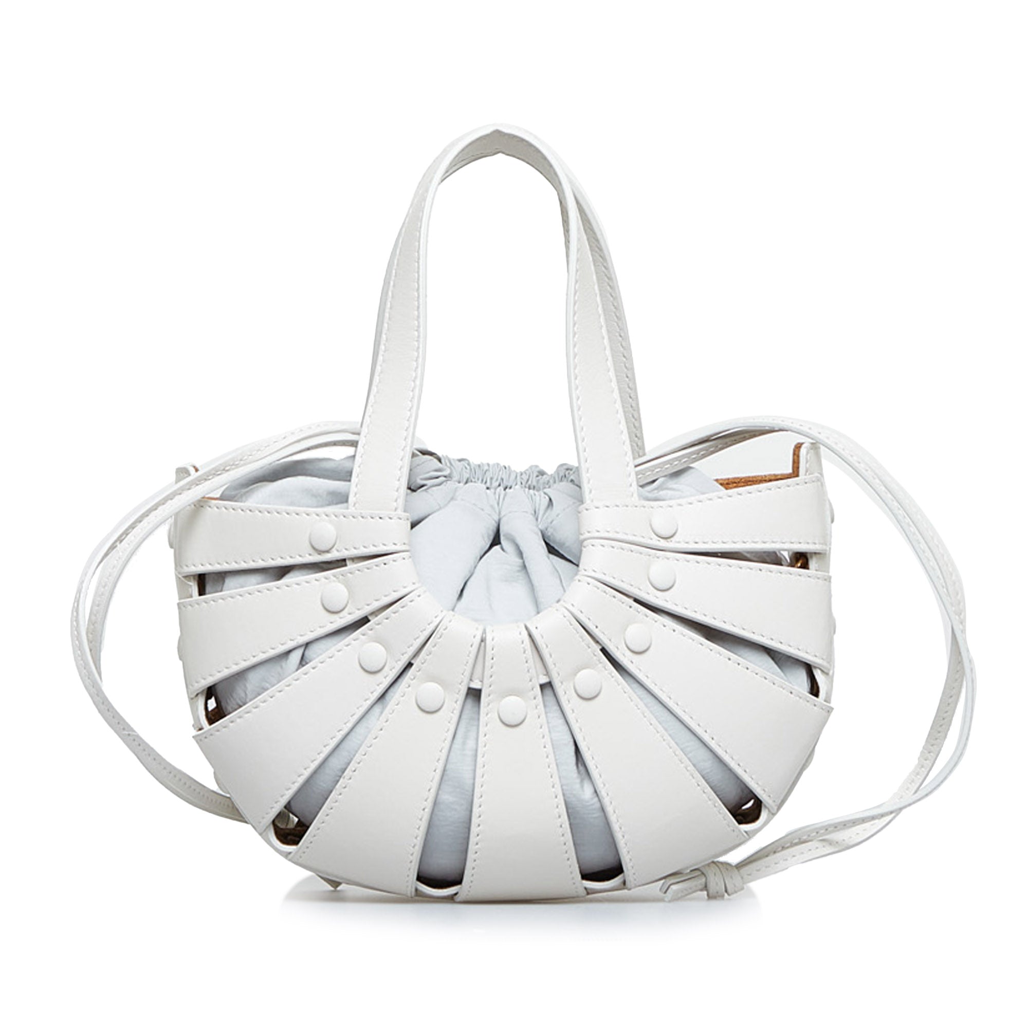 White Bottega Veneta The Shell Satchel - Designer Revival