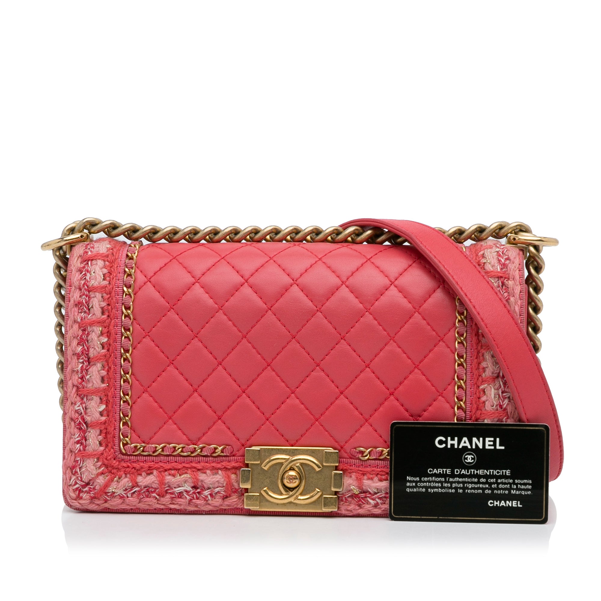 Pink Chanel Medium Boy Braided Jacket Crossbody Bag – Designer Revival