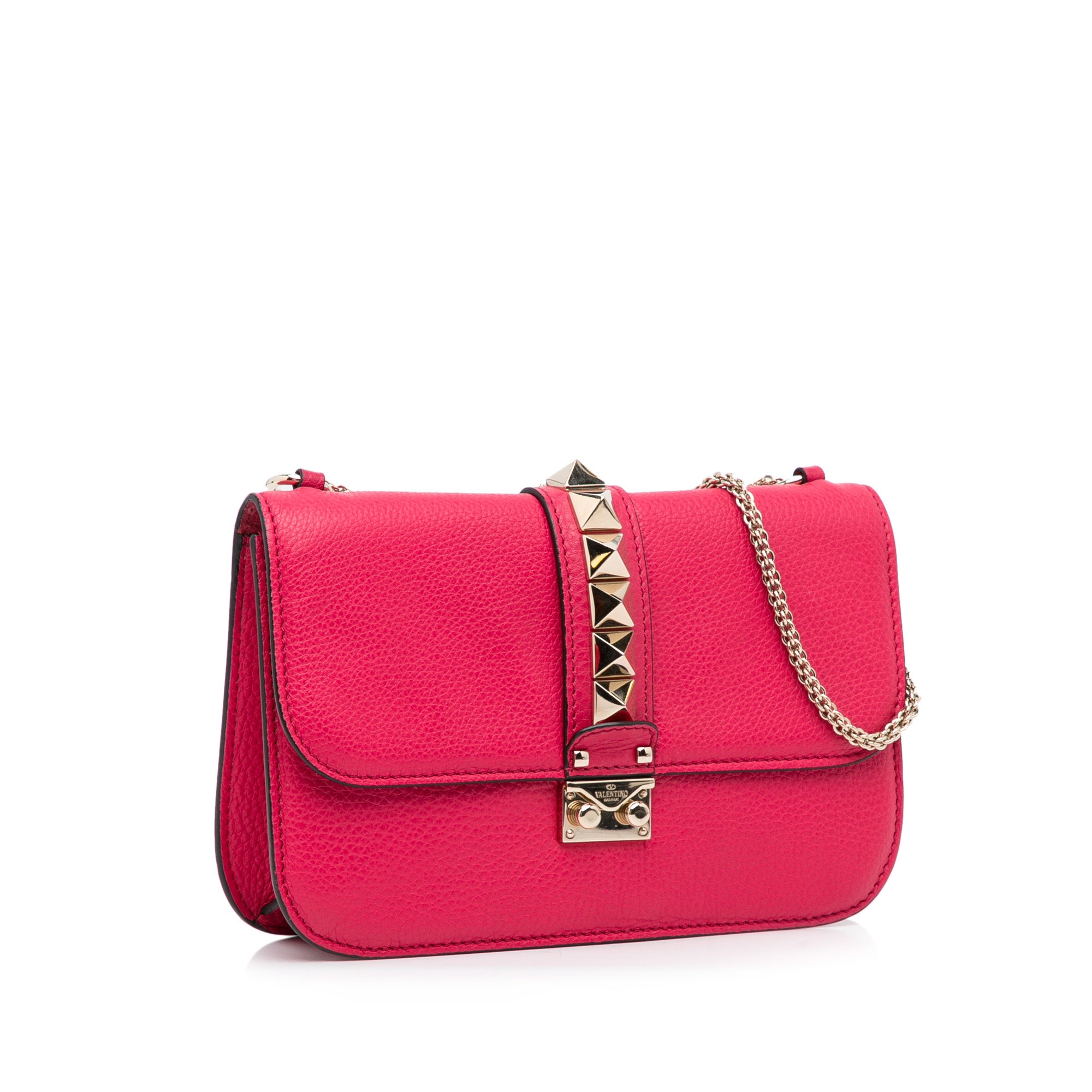 Rockstud Small Leather Shoulder Bag in Red - Valentino Garavani