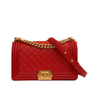 Red Chanel Medium Boy Flap Bag