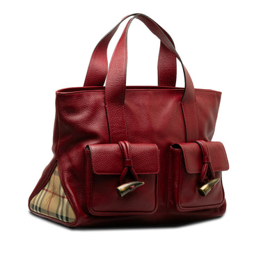 Red Burberry Leather Horn Toggle Tote Bag - Designer Revival