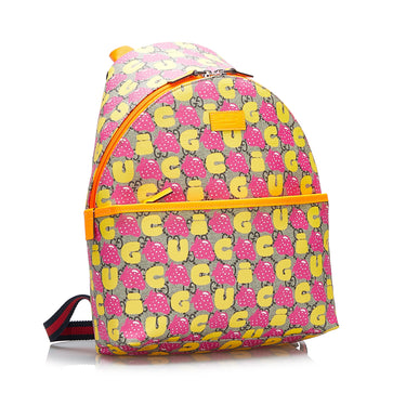 Pink Gucci GG Supreme Kids Strawberry Backpack - Designer Revival
