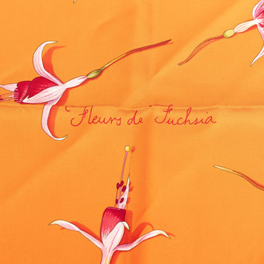 Orange Hermes Fleurs de Fuchsia Silk Scarf Scarves - Designer Revival