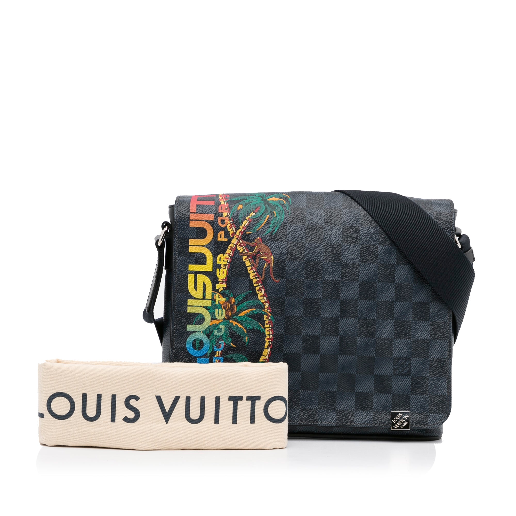 Louis Vuitton, Bags, Louis Vuitton Damier Cobalt District Pm Jungle Palm  Tree N5005 Shoulder Bag Men