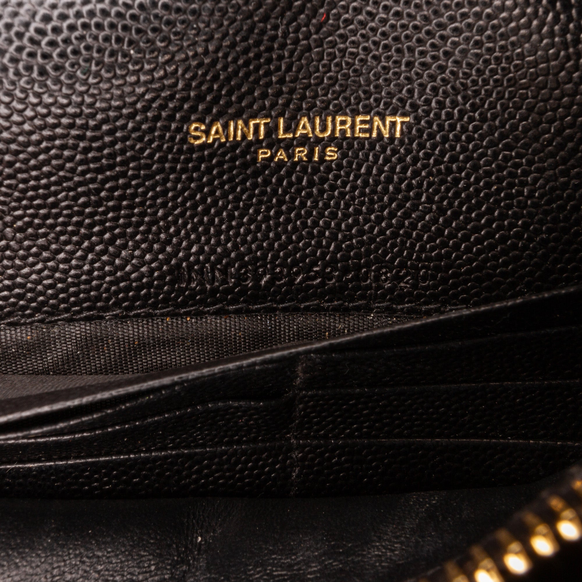 Black Saint Laurent Monogram Matelasse Chevron Wallet on Chain