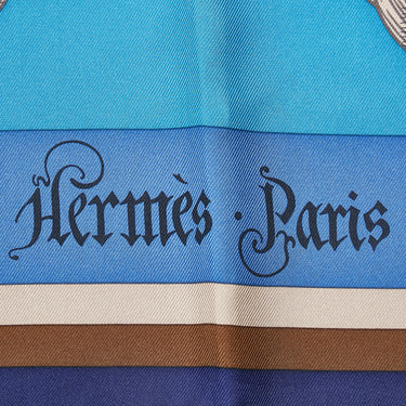 Blue Hermes Della Cavalleria Silk Scarf Scarves - Designer Revival