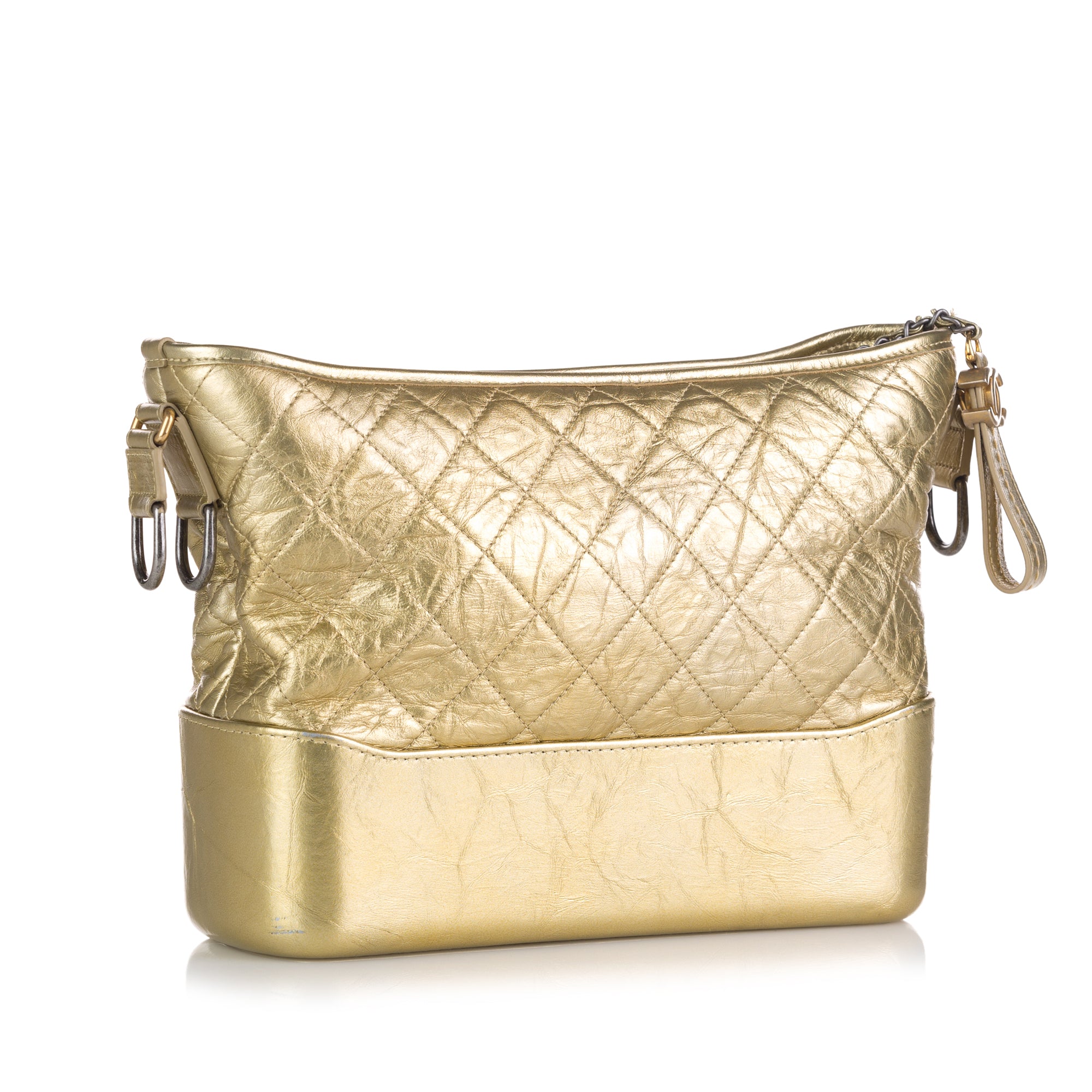 Gold Chanel Medium Gabrielle Hobo Shoulder Bag, chanel pre owned 2000s  wild stitch boston bag item