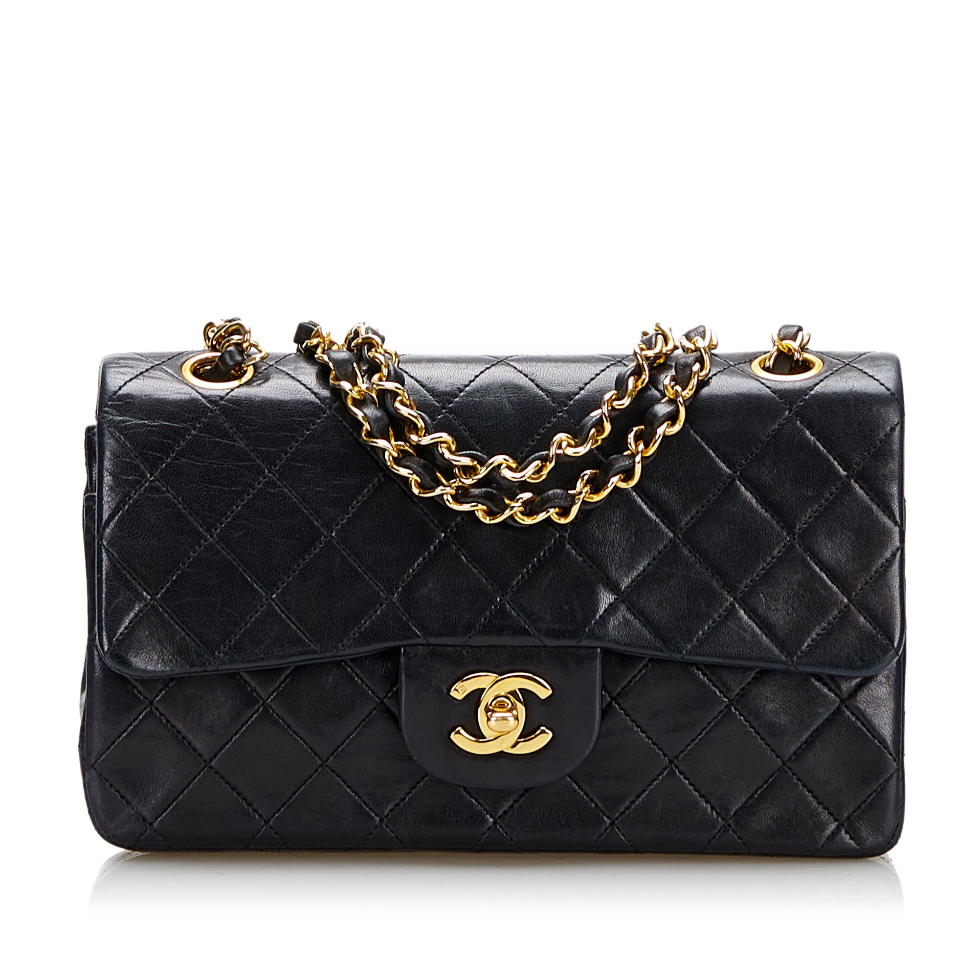 Black Chanel Small Classic Lambskin Double Flap Bag – Designer Revival