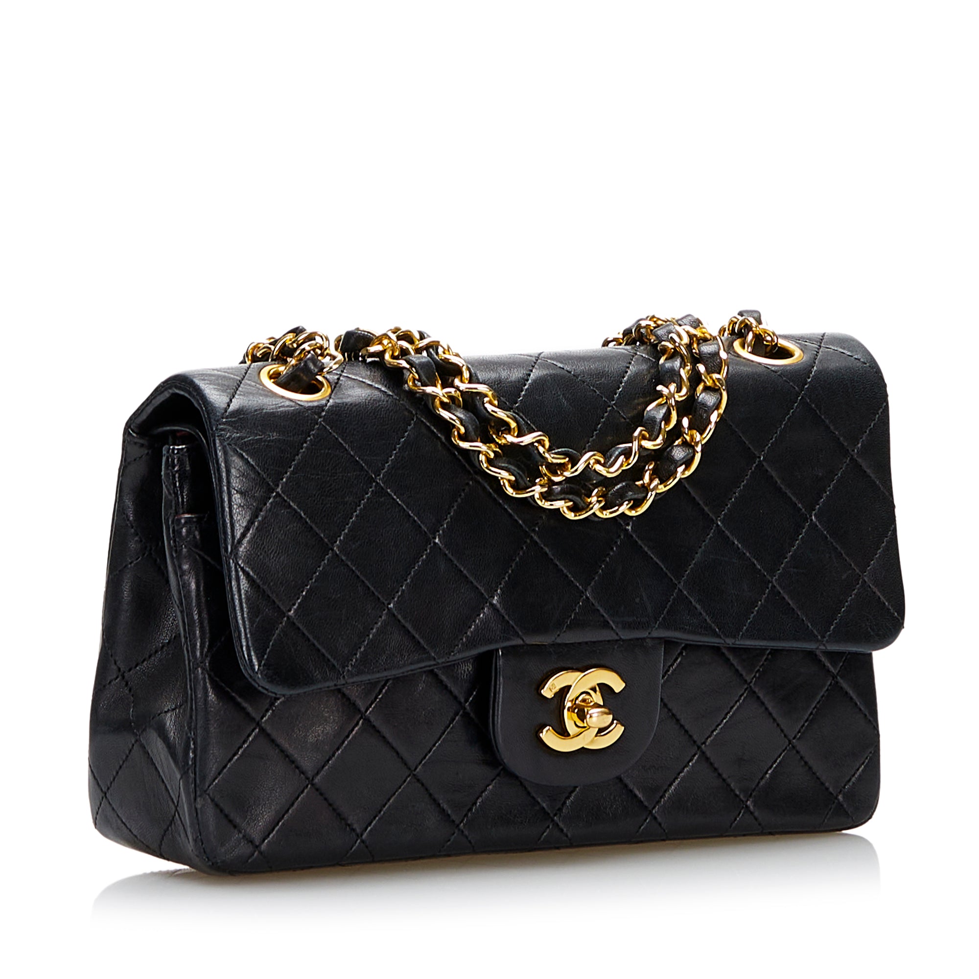 Black Chanel Small Classic Lambskin Double Flap Bag