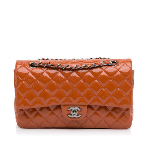 Orange Chanel Medium Classic Patent Double Flap Shoulder Bag, AmaflightschoolShops Revival