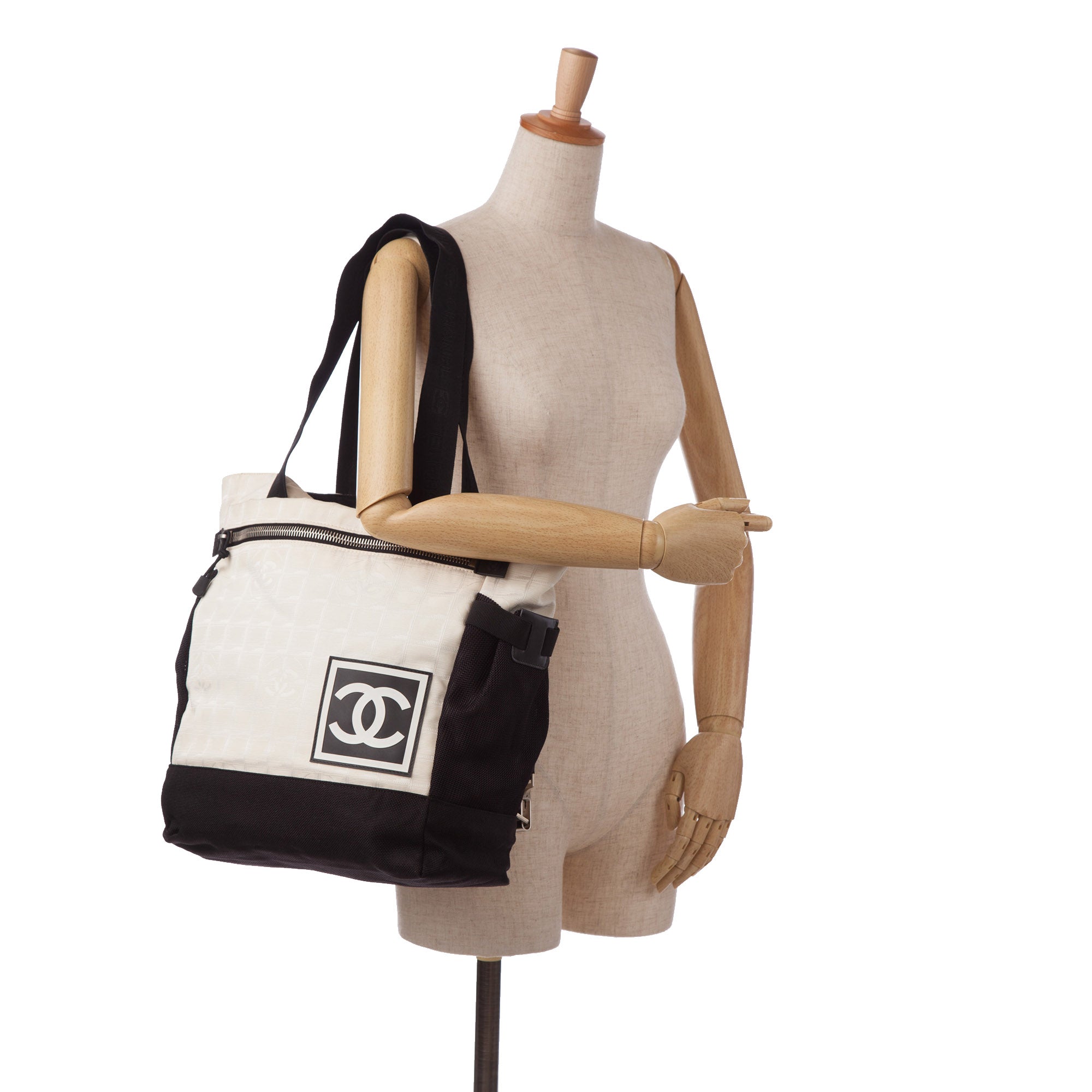 Authentic CHANEL Sports Line Nylon Leather Backpack White Gray CC A9791