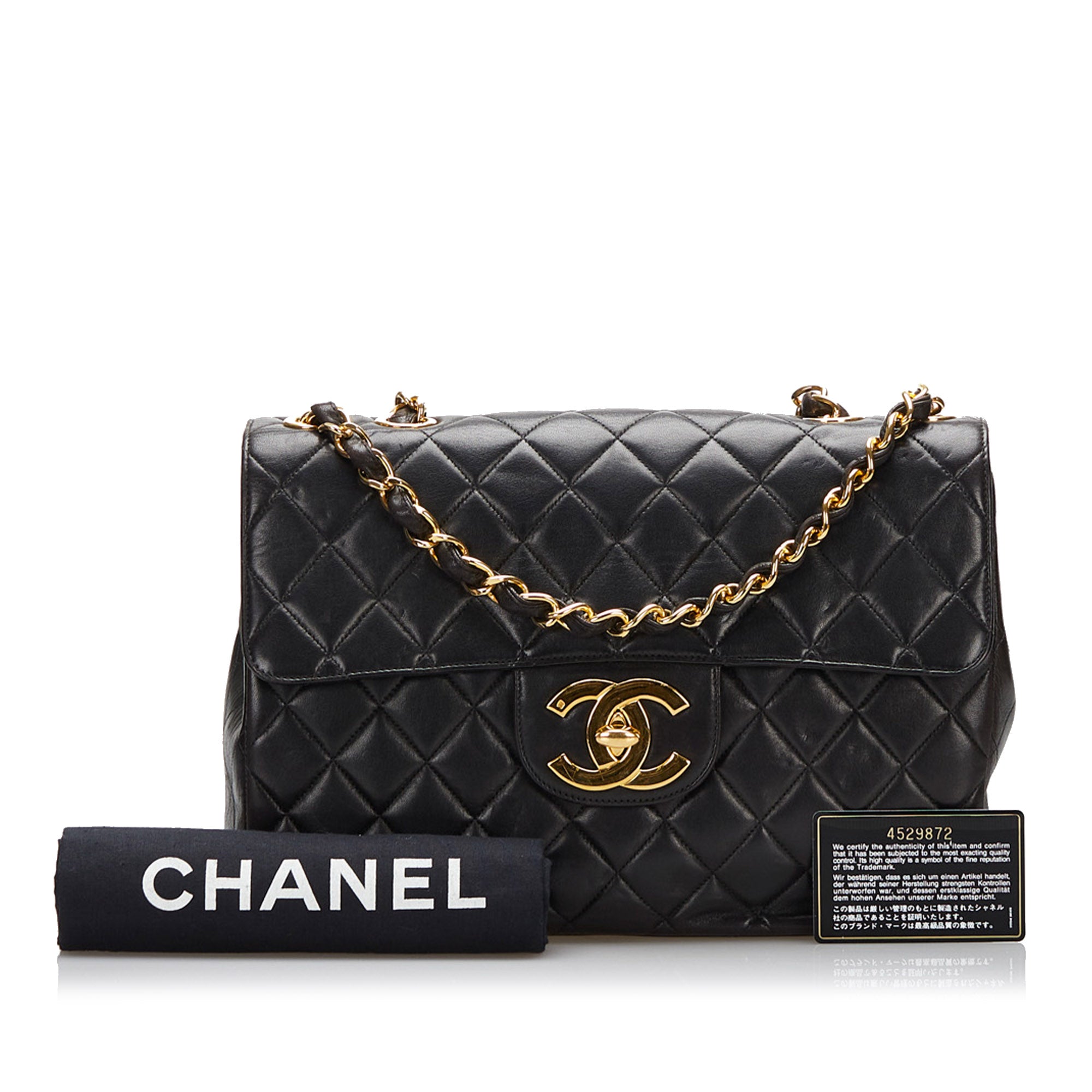 Black Chanel Maxi Classic Lambskin Flap Double Shoulder Bag