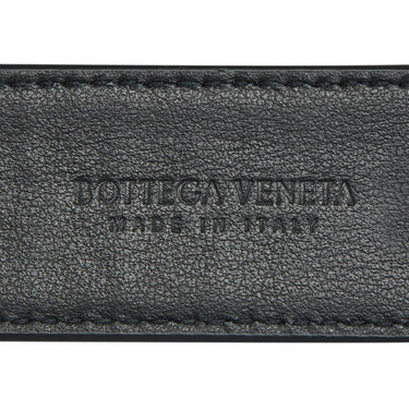 Black Bottega Veneta Embossed Leather Belt IT 38 - Designer Revival