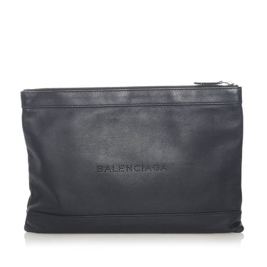 Black Balenciaga Navy Clip Clutch Bag - Designer Revival