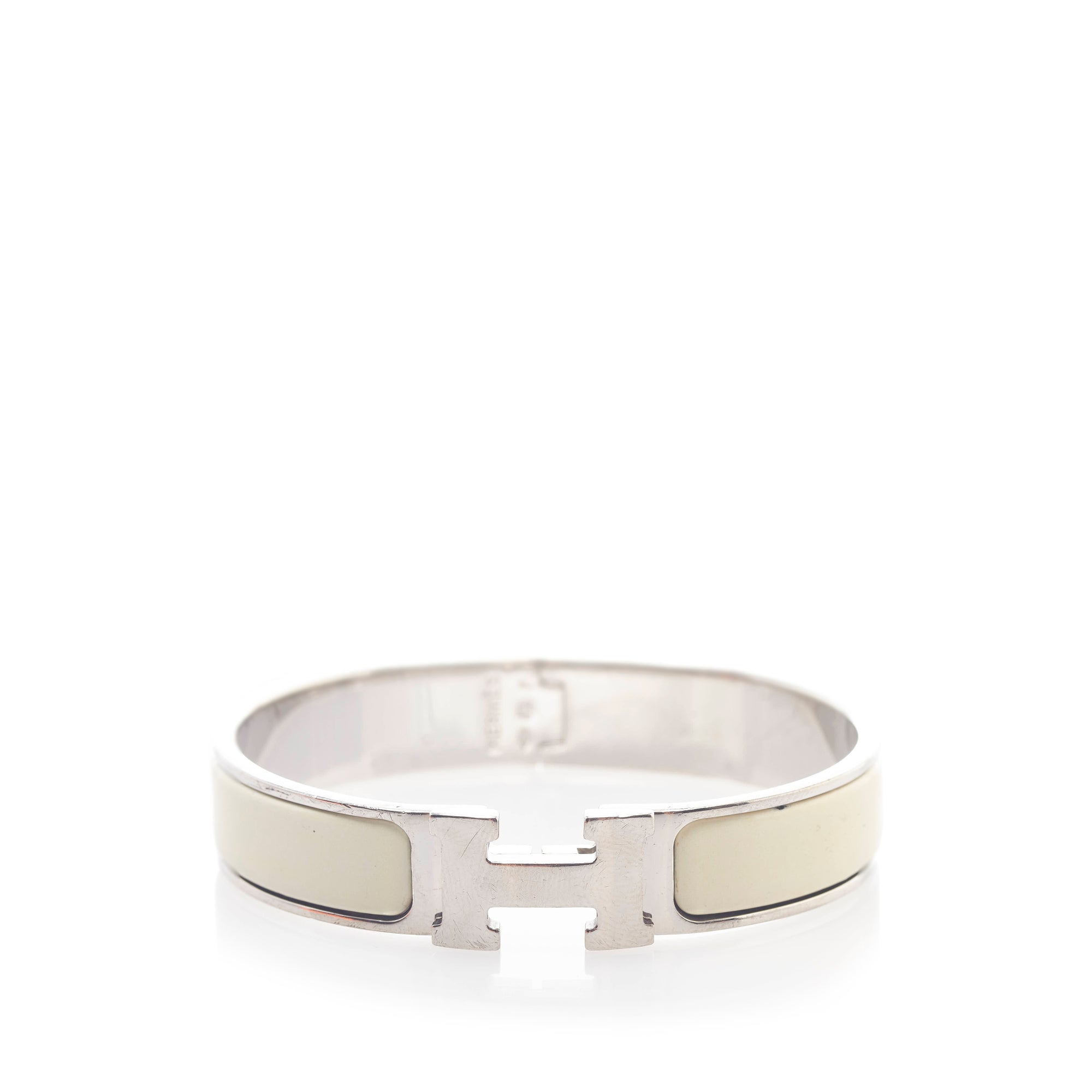 Hermes Gold Tone White Enamel Clic Clac Bracelet, Hermes