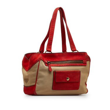 Brown Prada Canvas Shoulder Bag - Designer Revival