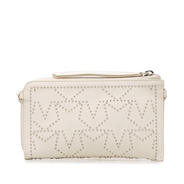 White Jimmy Choo Studded Leather Wallet On Strap Crossbody Bag