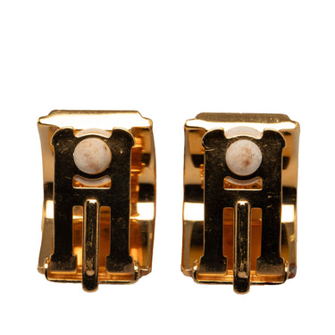 Gold Hermes Enamel Clip On Earrings - Designer Revival