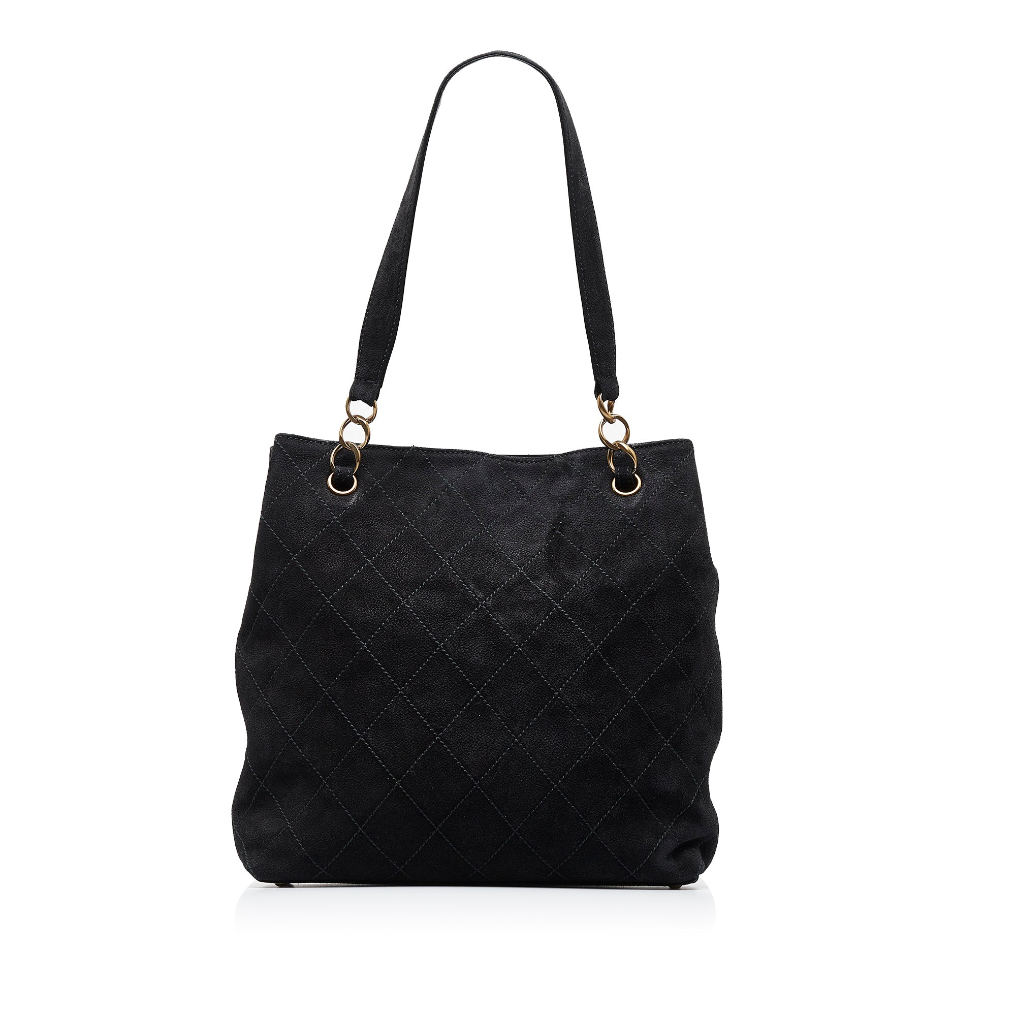 CHANEL Quilted Matelasse GST Caviar Gold Chain Grand Shopping Tote Bag  Black
