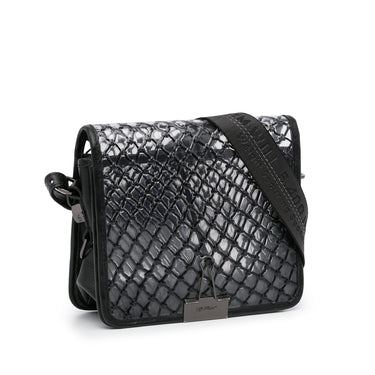Black Off White PVC Net Binder Clip Flap Crossbody Bag - Designer Revival