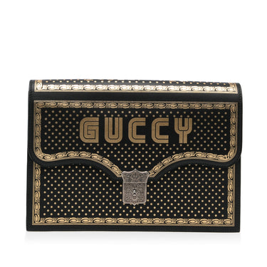 Black Gucci Guccy Portfolio Clutch Bag - Designer Revival