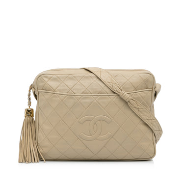 Beige Chanel Vintage CC Tassel Camera Bag - Designer Revival