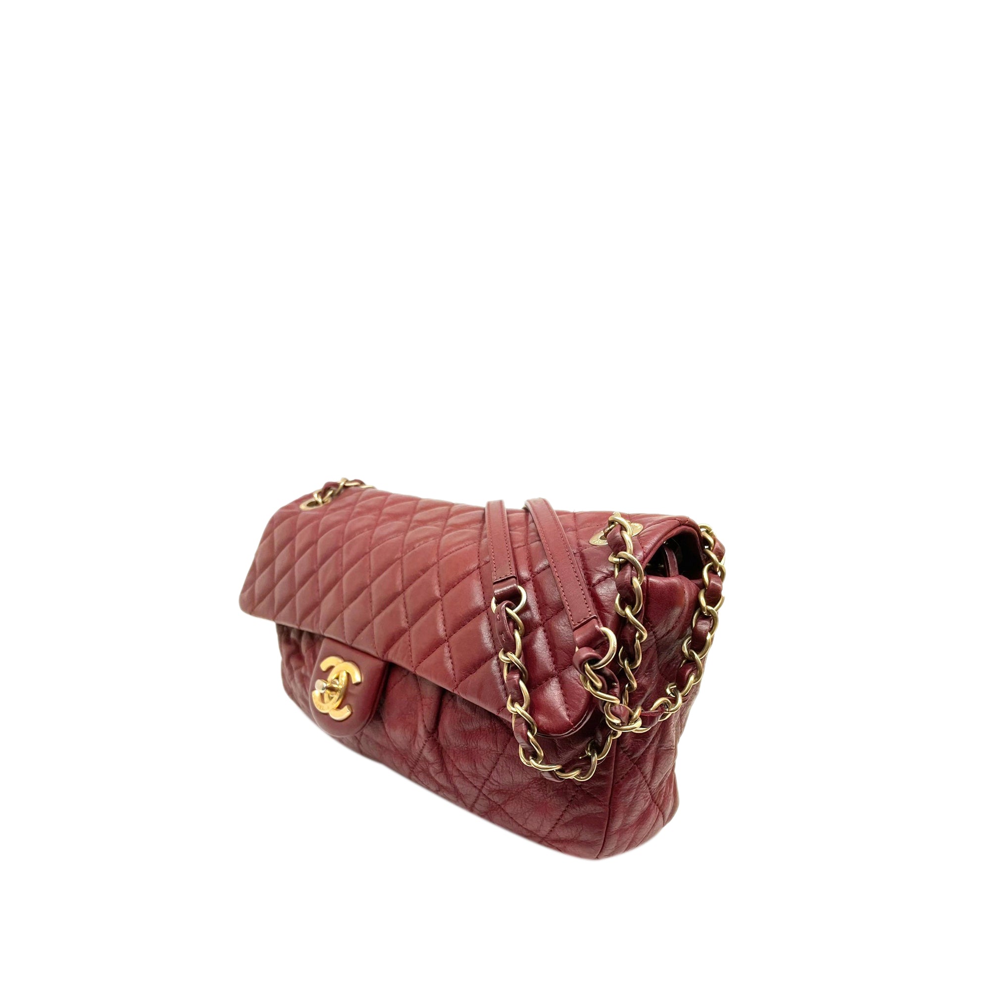 Red Chanel CC Timeless Lambskin Leather Single Flap Bag