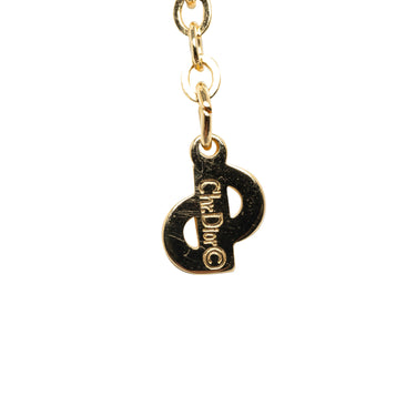 Gold Dior Rhinestone Heart Pendant Necklace