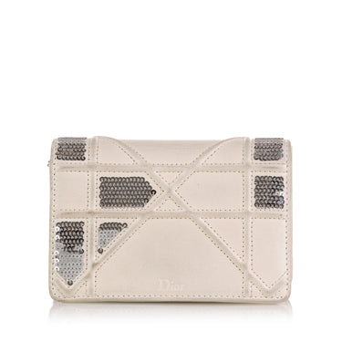 White Dior Mini Diorama Sequin Flap Crossbody Bag - Designer Revival