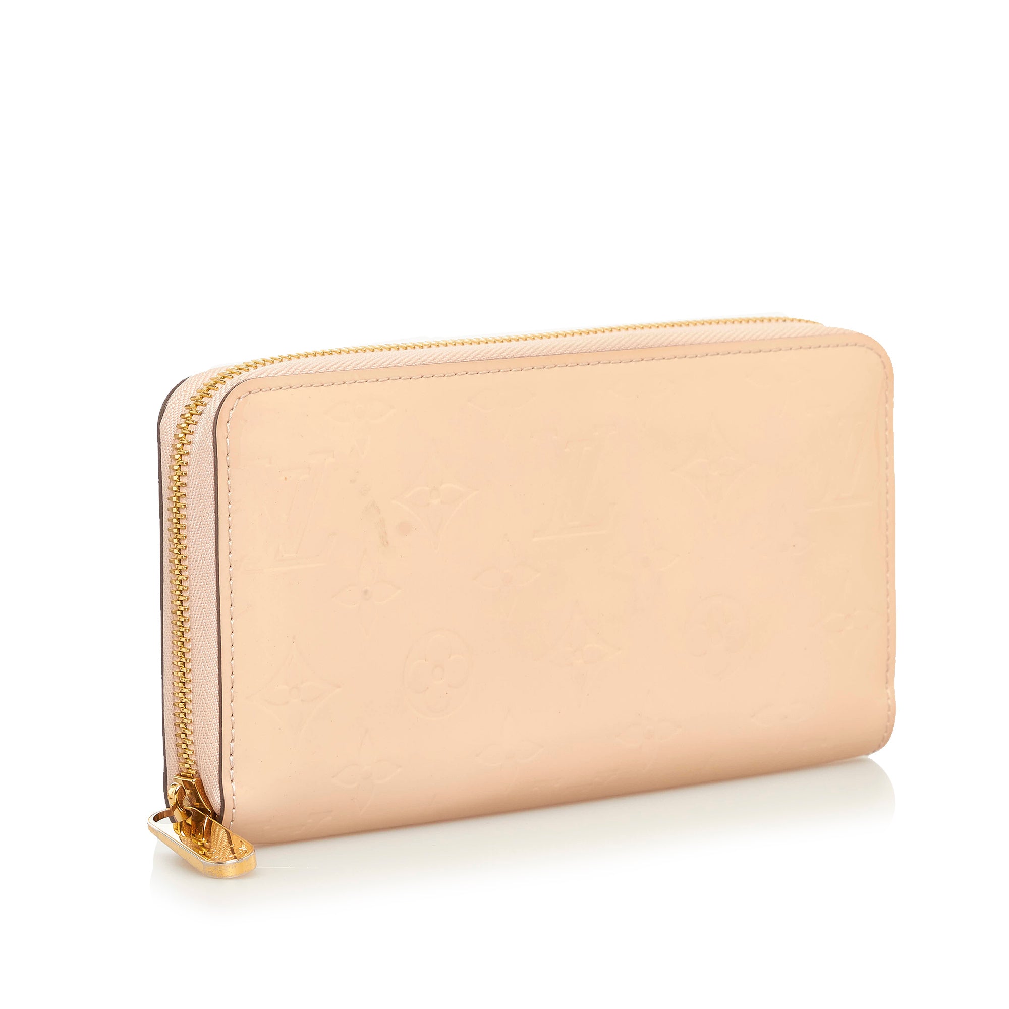 Louis Vuitton Rose Beige Monogram Vernis Zippy Wallet Zip Around