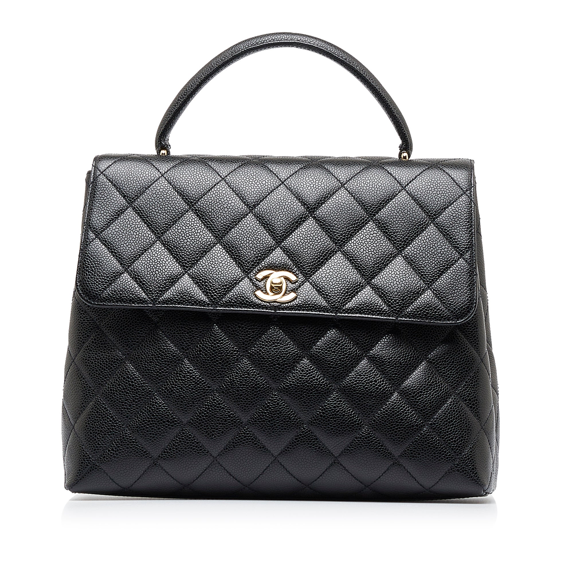 Chanel Vintage Quilted Leather Cc Push Lock Shoulder Bag