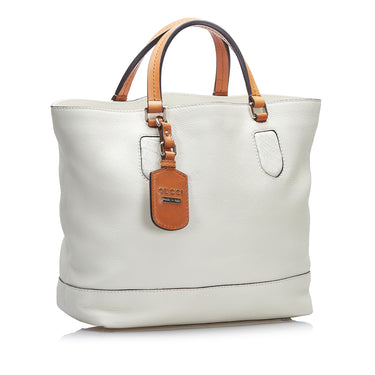 White Gucci Leather Tote Bag - Designer Revival