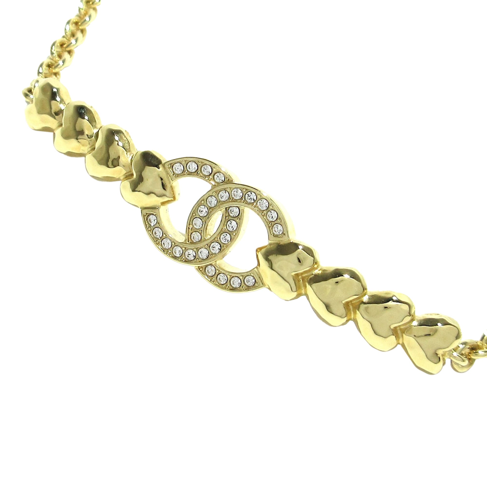 Gold Chanel CC Heart Link Choker Necklace – Designer Revival