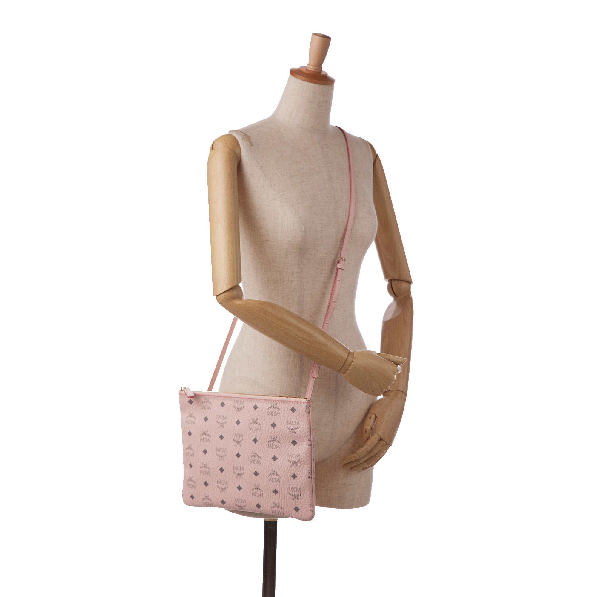 Pink MCM Visetos Crossbody Bag - Designer Revival