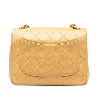 Yellow Chanel Mini Square Classic Lambskin Single Flap Crossbody Bag - Designer Revival