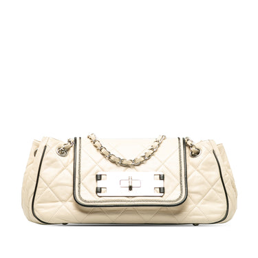 White Chanel Accordion East/West Shoulder Bag - Designer Revival