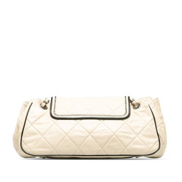 White Chanel Accordion East/West Shoulder Bag - Designer Revival