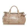 Tan Miu Miu Vitello Lux Bow Satchel Bag