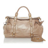 Tan Miu Miu Vitello Lux Bow Satchel Bag
